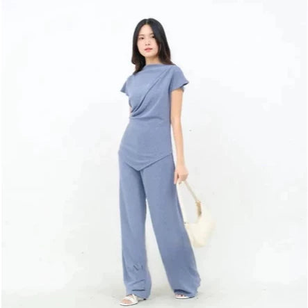 Terbaru RUBY ONE SET Lengan Panjang / Setelan Kulot Wanita Baju Muslim Bahan Knit