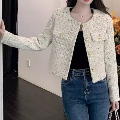 EMITA bloom tweed blazer wanita kekinian korean style jumbo terbaru 2026 baju atasan spring outer crop top lengan panjang wanita