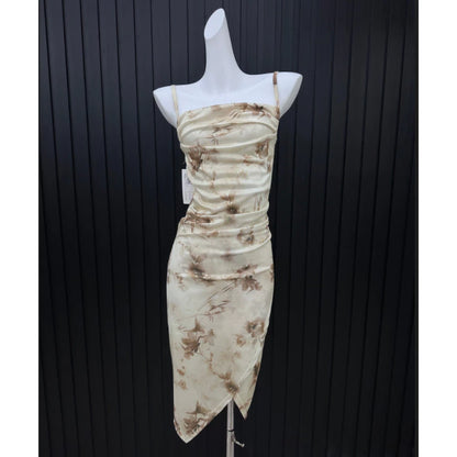 EMITA BLOOM fairy dress pink soft wanita korea baju flowy long dress pantai press Body korea style cantik dress tanpa lengan midi dress