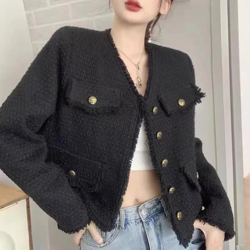 EMITA BLOOM spring outer biru kondangan wanita kekinian lengan panjang korean style lebaran 2026 tweed blazer batik wanita premium