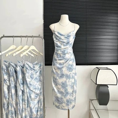 Yimita baju midi dress motif bunga cantik ke pantai jumbo wanita korean style party dress elegant casual dress terbaru 2026 import