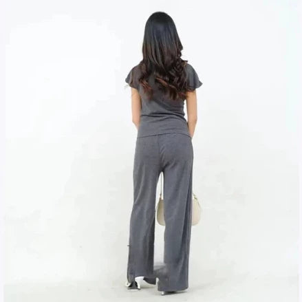 Terbaru RUBY ONE SET Lengan Panjang / Setelan Kulot Wanita Baju Muslim Bahan Knit