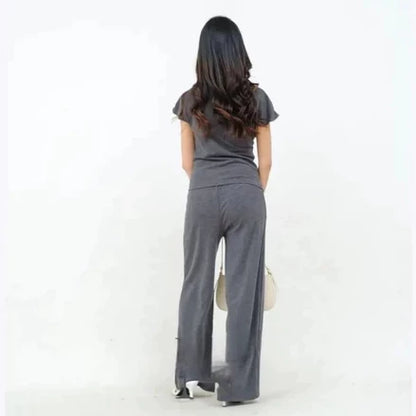 Terbaru RUBY ONE SET Lengan Panjang / Setelan Kulot Wanita Baju Muslim Bahan Knit