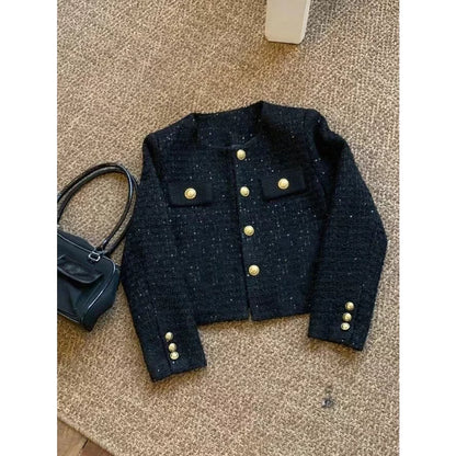 EMITA bloom tweed blazer wanita kekinian korean style jumbo terbaru 2026 baju atasan spring outer crop top lengan panjang wanita