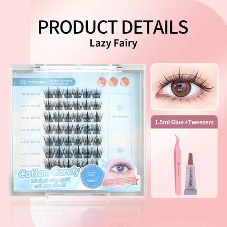 MLEN DIARY Bulu Mata Palsu Cotton Candy Seri Natural Simulasi Iblis Murni Liar Riasan Mata Bulu Mata Peri bulu mata eyelash extension