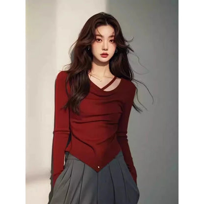 EMITA BLOOM long jaket outer merah polos kondangan wanita kekinian aesthetic korean style outer pesta mewah elegan plus size