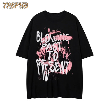 T-shirt Oversize Pink Ink Letters Baju Kaos Korean Style | Pria Wanita /149