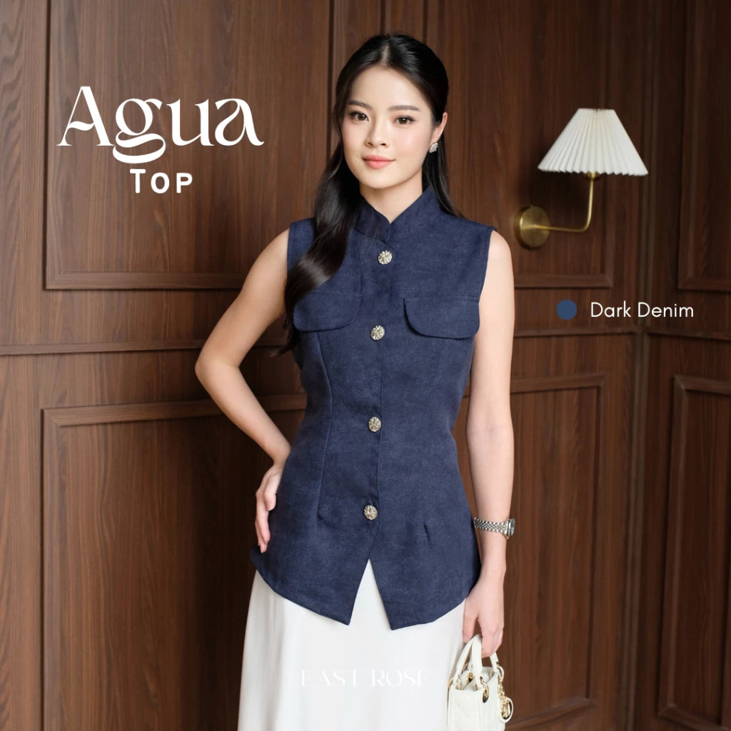 [EastRose] Agua Top | Atasan Wanita | Top Wanita | Kemeja Tanpa Lengan | Kemeja Wanita | Baju Imlek Wanita