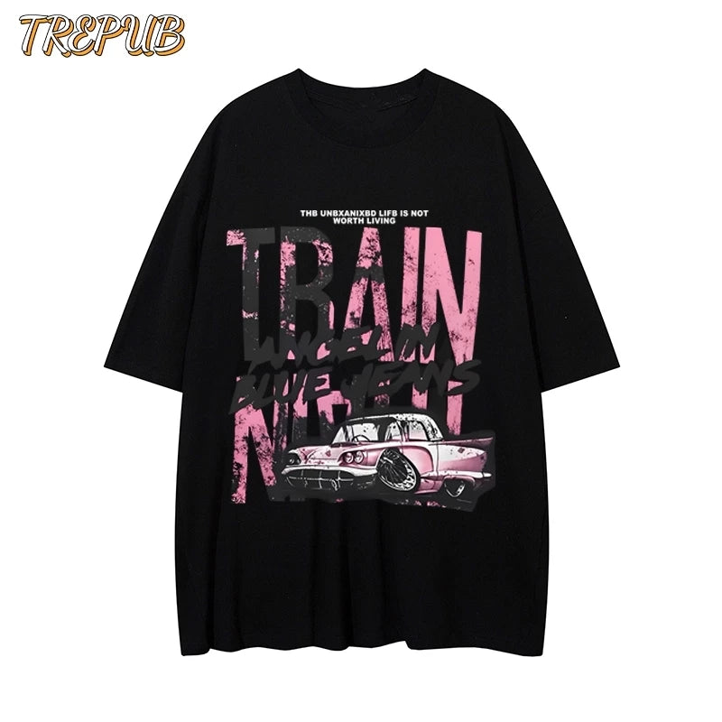 T-shirt Oversize Pink Ink Letters Baju Kaos Korean Style | Pria Wanita /149