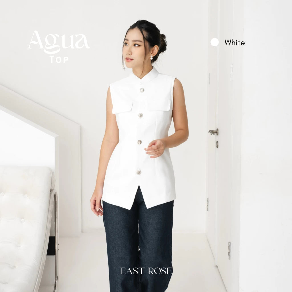 [EastRose] Agua Top | Atasan Wanita | Top Wanita | Kemeja Tanpa Lengan | Kemeja Wanita | Baju Imlek Wanita