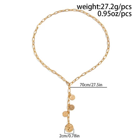 7 pcs set Gold Multilayer Necklace Set / kalung multi layer pendant retro multi layer necklace