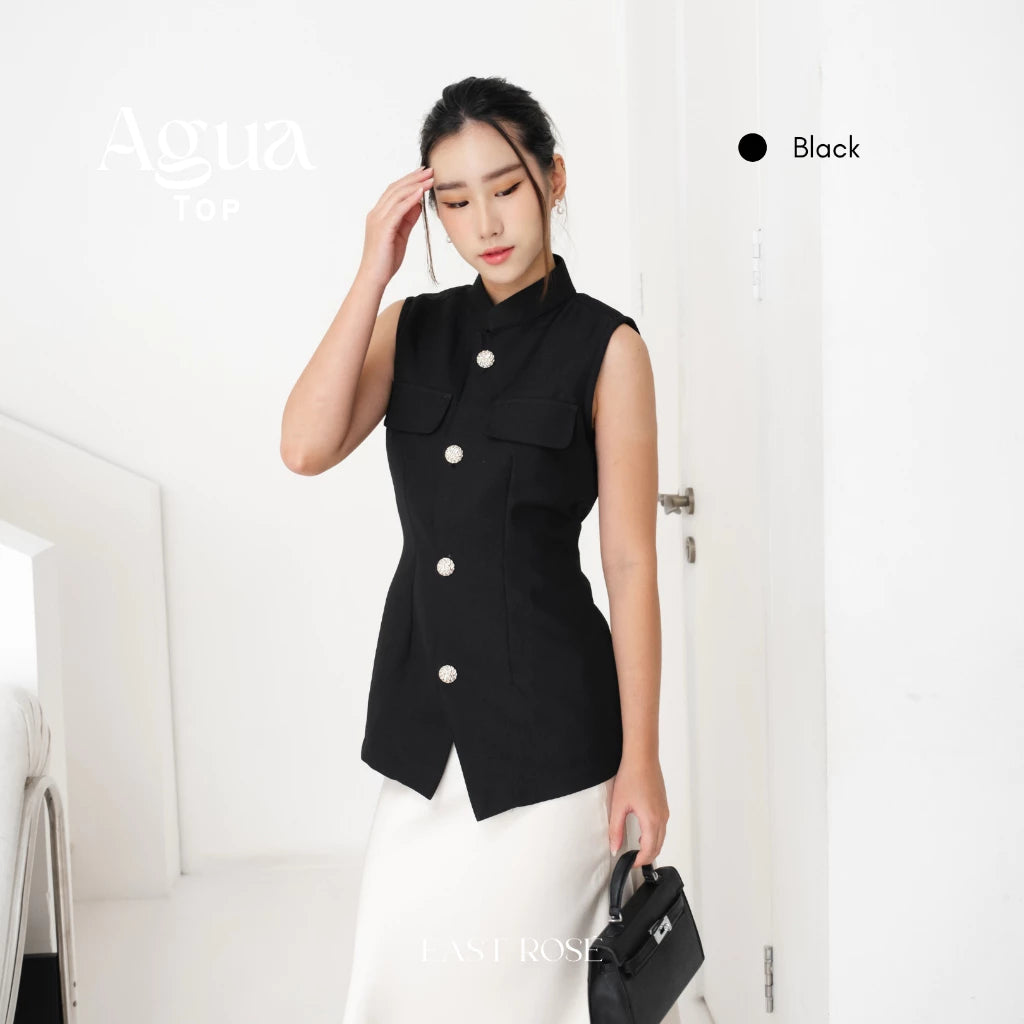 [EastRose] Agua Top | Atasan Wanita | Top Wanita | Kemeja Tanpa Lengan | Kemeja Wanita | Baju Imlek Wanita