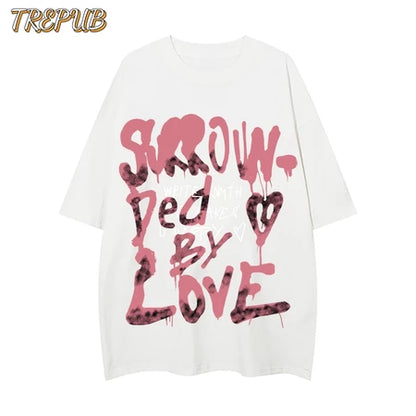 T-shirt Oversize Pink Ink Letters Baju Kaos Korean Style | Pria Wanita /149