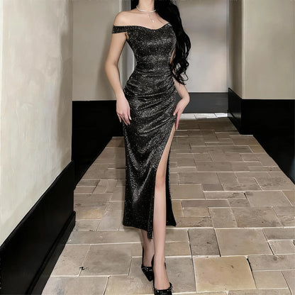 EMITA BLOOM long dress hitam panjang wanita party dress sexy elegant korean style dress pesta import dress press body panjang outfit