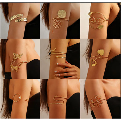 Gelang lengan Trendy Geometric Twisted Cuff Bracelet On The Upper Arm for Women Water Drop Shape Bangles Adjustable Jewelry Party Girls