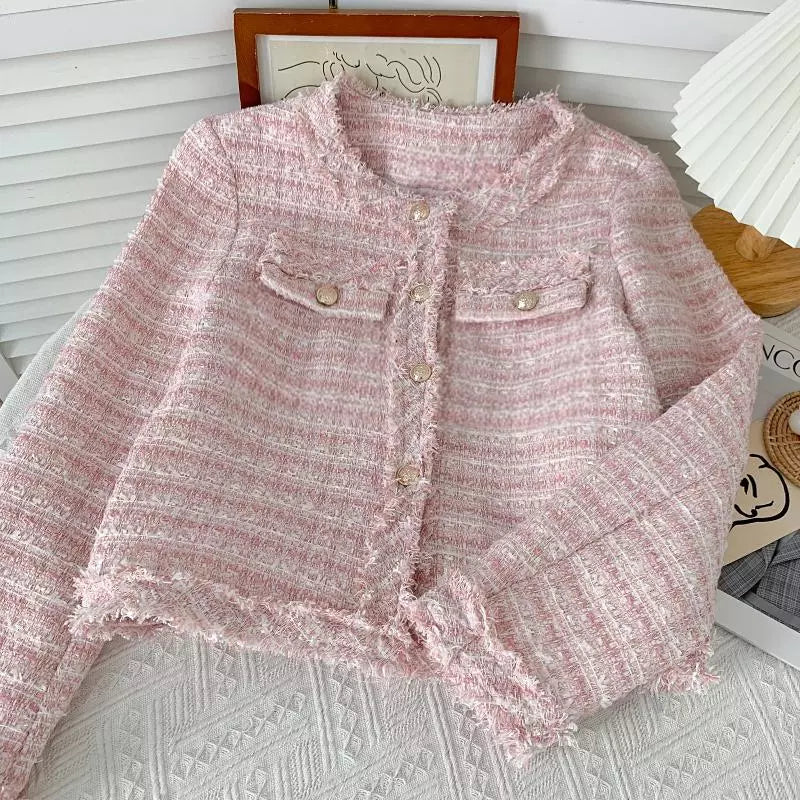 EMITA BLOOM blazer pink wanita premium elegant baju outer crop top lengan pendek kondangan wanita kekinian oversize korea style