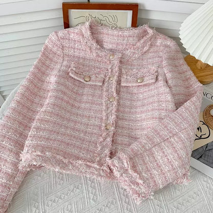 EMITA BLOOM blazer pink wanita premium elegant baju outer crop top lengan pendek kondangan wanita kekinian oversize korea style