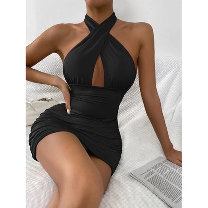 (TIDAK MENERAWANG) Delio dress premium spandex Double layer bodycon dres mini wanita murah