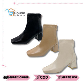 Boots Kulit Wanita Modern Fashion Casual Korean Style Terbaru - 0306