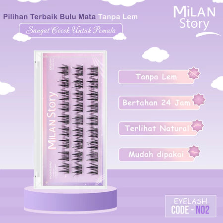 [LANGSUNG TEMPEL] Milan Story N02 Arabian Bulu Mata Palsu Serat Kapas Premium Mudah Digunakan Untuk Pemula Eye Make Up Reusable