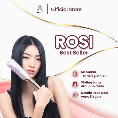 AIUEO Catokan Rambut Rosi 459 Catok Rambut 3in1 220°C Nano Silver Hair Straightener - Curly - Blow Warna Pink