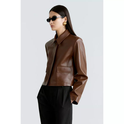 - Jacket Leather Wanita Outter crop