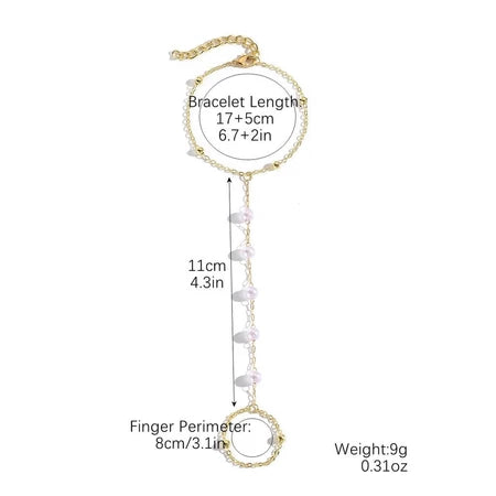 Gelang Jari Terhubung Bertingkat Tiga dengan Kristal dan Manik-Manik Desain Retro Modis Q624