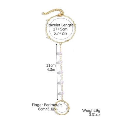 Gelang Jari Terhubung Bertingkat Tiga dengan Kristal dan Manik-Manik Desain Retro Modis Q624