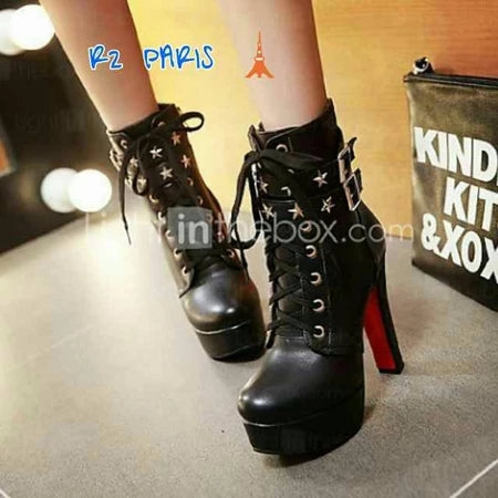 Promo High Heels boots DAYNET hitam/putih /Tan /Murah