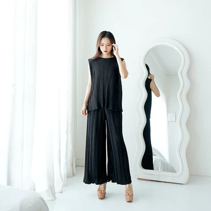One Set Plisket / Setelan Plisket / Oneset Tanktop Kulot Plisket / Atasan Plisket / Kulot Plisket