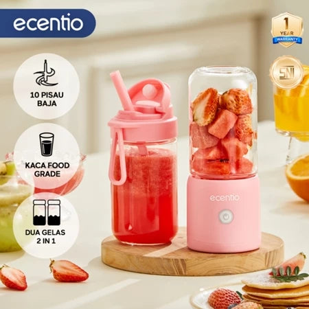 ecentio juicer portable 10 pisau juicer buah tanpa ampas 380ml+380ml blender jus buah juicer hand blender blender jus blender