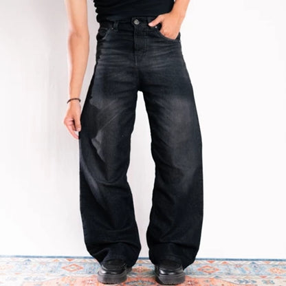 BOZRVK BAGGY JEANS - Celana Jeans Baggy Skena Wide Legs Loos Fit -Celana Gombrong - Baggy Pants - Nubie Black Series