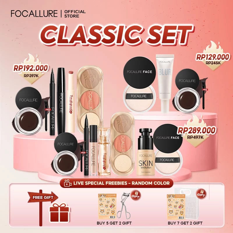 [Hot Bundle]FOCALLURE Makeup Set 3/5/7PCS Bundle Lip tint Eyeshadow Foundation Eyeliner Blush Powder Mascara