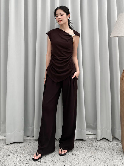 CLEEF KNIT SET / Setelan Wanita Casual Korean Knit Lengan Pendek Celana Panjang Kulot