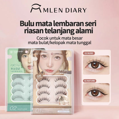 MLEN DIARY Bulu Mata Capacity 4 Pairs Contains Glue DIY bulu mata eyelash extension 1 paket Bulu Mata Palsu + lem Makeup Korea