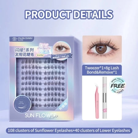 MLEN DIARY Blue Sunflower Eyelashes bulu mata palsu + lem