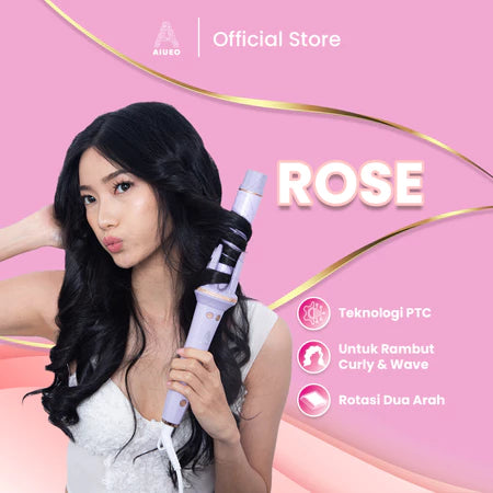 AIUEO Catokan Rambut Rose 168 Catok Keriting Rambut Otomatis Plat Keramik Warna Ungu