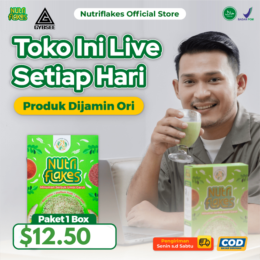 Nutriflakes Sereal Umbi Garut Asam Lambung - Ampuh Mengatasi Asam Lambung Gerd, Maag 1 Box