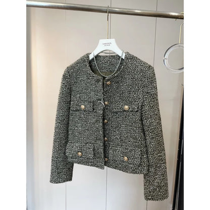 EMITA bloom tweed blazer wanita kekinian korean style jumbo terbaru 2026 baju atasan spring outer crop top lengan panjang wanita