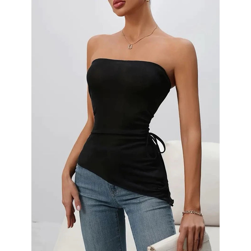(Divesminis) Duma Top Tube Top Kemben Rib Knit
