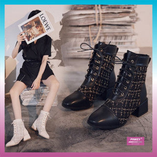 PINKEY P059 Sepatu Boots Fashion Murah Wanita Terkini Flat Model Tali