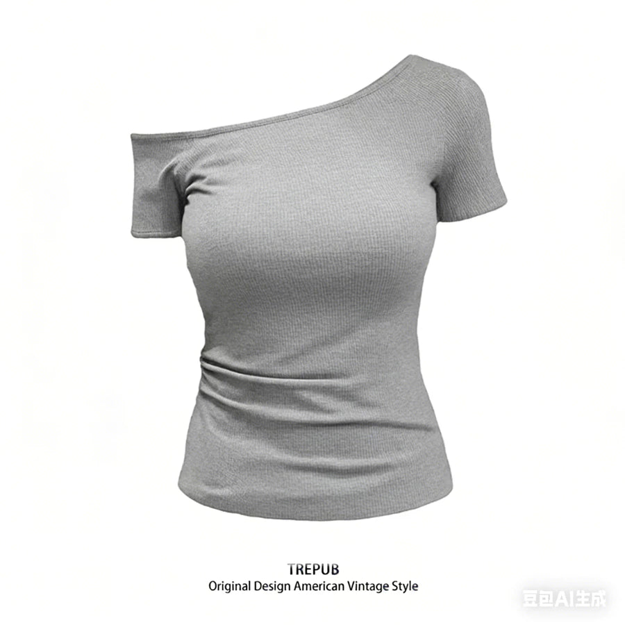 TREPUB. korea import basic polos crop rib kaos / Atasan Melar Slim Fit Seksi Wanita