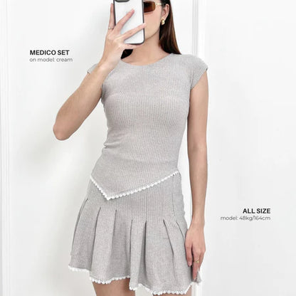 [GURLBUCKET] Medico Set / Top / Skirt / Atasan / Rok / Oneset Waffle Brush "Pakaian Wanita"