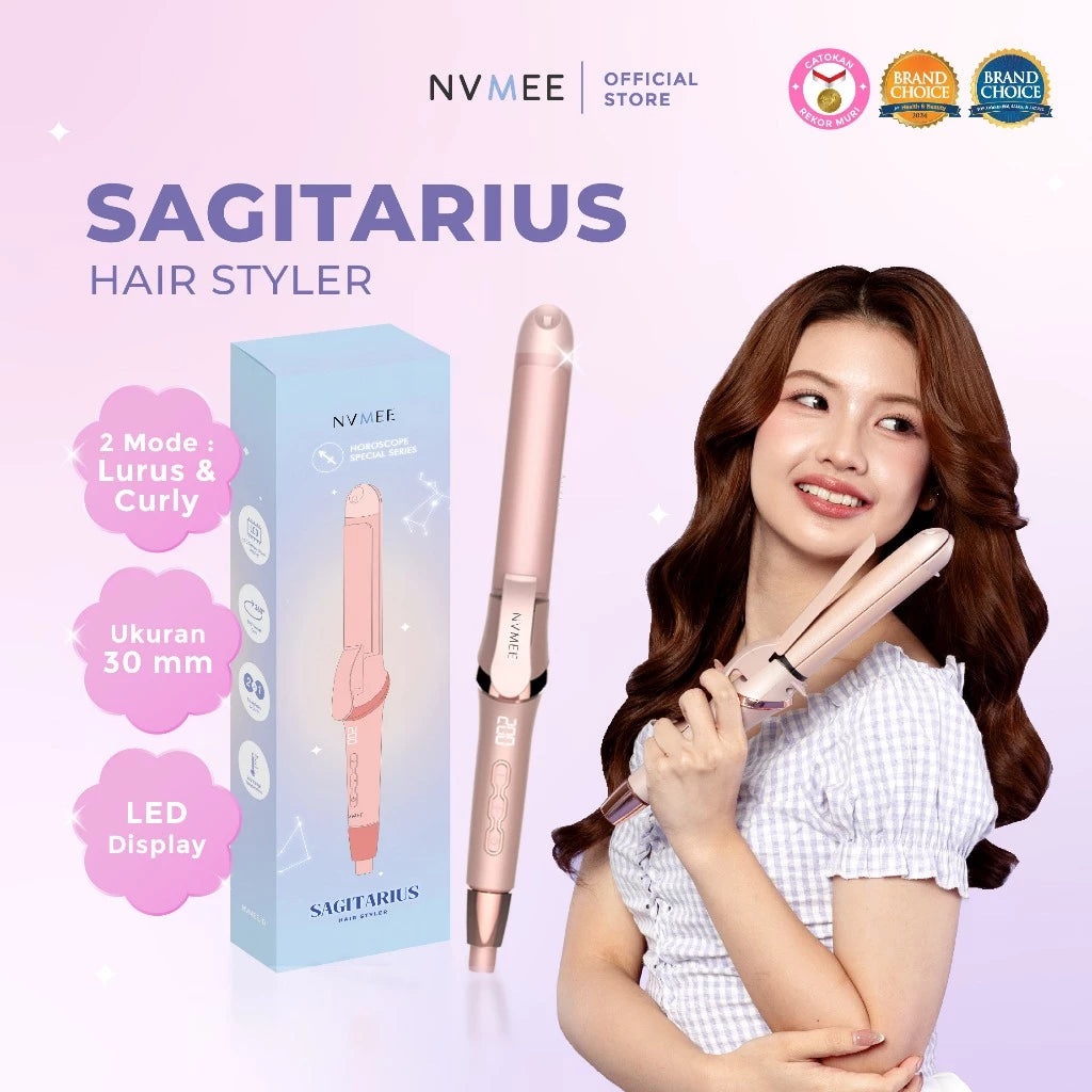 PRE - ORDER] NVMEE - Catokan Rambut 2in1 LED Touch Sagitarius Hair Styler