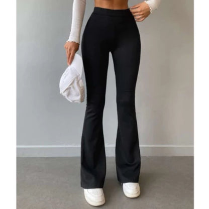 Jemmy pants | celana panjang knit wanita long cullote pants hightwaist loose flare cutbray basic pants rib knit