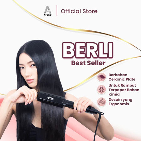 AIUEO Catokan Rambut Berli 8099 Catok Rambut Meluruskan Blow Keriting 3 in1 - Warna Hitam