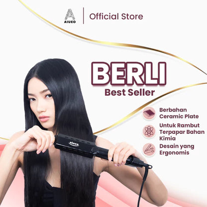 AIUEO Catokan Rambut Berli 8099 Catok Rambut Meluruskan Blow Keriting 3 in1 - Warna Hitam