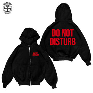 SIXPRO - Jaket Sweater Hoodie Boxy Zipper Do Not Disturb Black Self Control Unisex Oversize