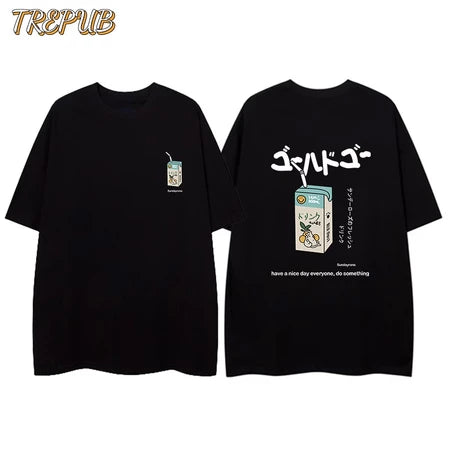 TREPUB.T-shirt Oversize Drink box Baju Kaos Korean Style | Pria Wanita /129