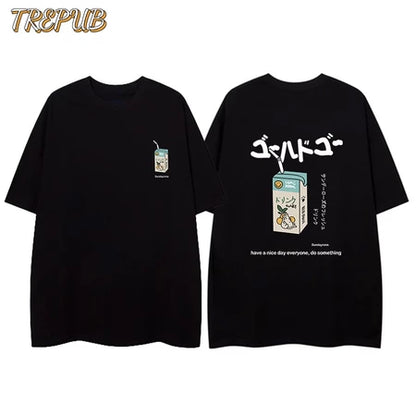 TREPUB.T-shirt Oversize Drink box Baju Kaos Korean Style | Pria Wanita /129